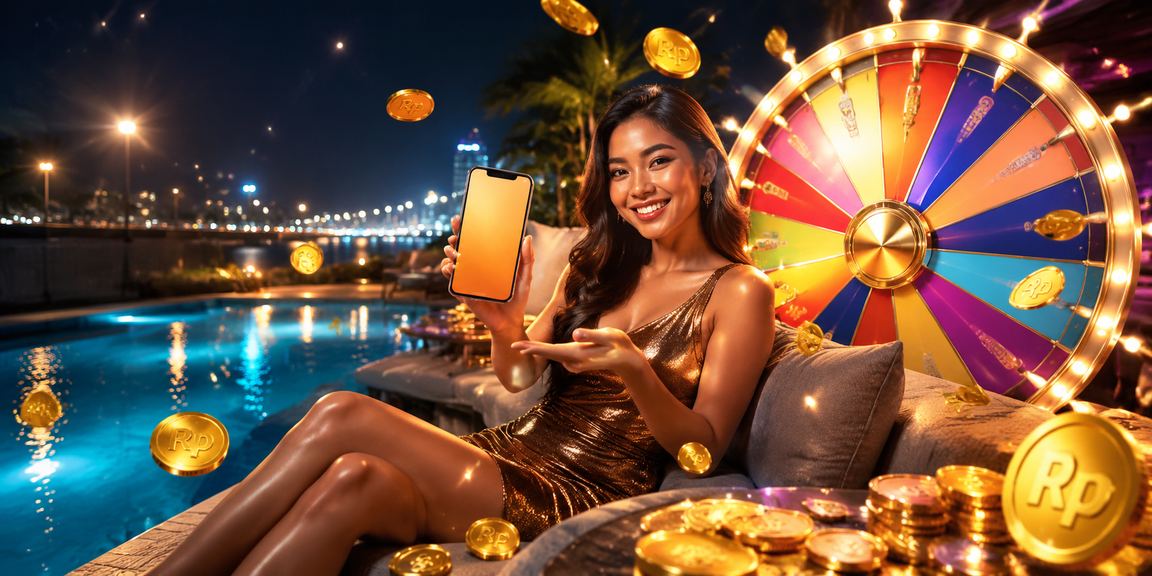 Model Vietnam berpose dengan latar lucky draw berhadiah menarik